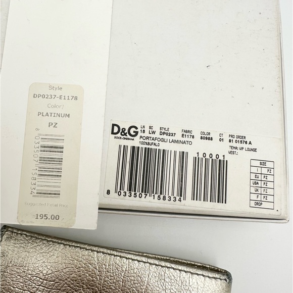 D&G Dolce Gabbana Metallic Gold Bifold Leather Wallet - Picture 16 of 16